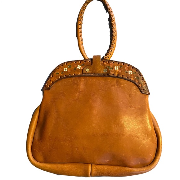 Vintage Handbags - Vintage Handmade In Mexico Leather Embossed Handbag